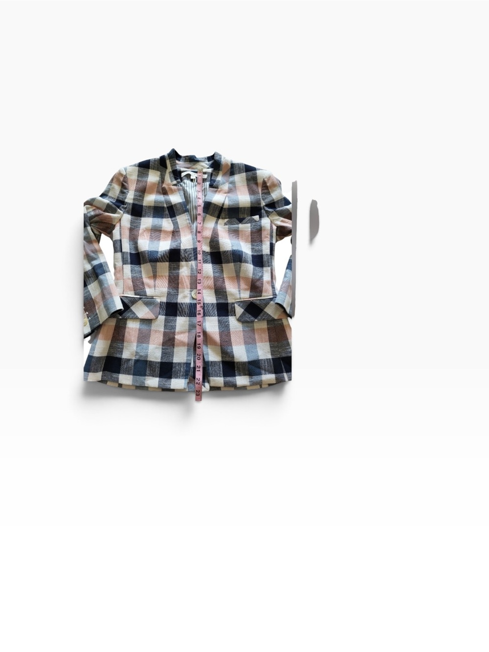 Veronica Beard Plaid Dickey Blazer SZ 6 Navy, Blush, Cream EUC - Picture 6 of 9